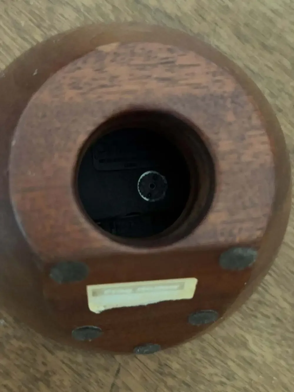 Frog Hollow Round Mahogany Wood Desk Clock